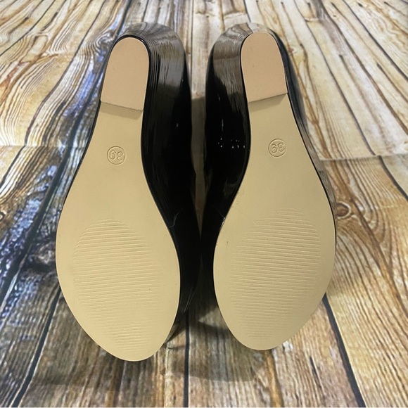 NEW Tip Toe Dance Black Patent Leather 5 1/2” Wedge Platform Heels - Picture 6 of 6